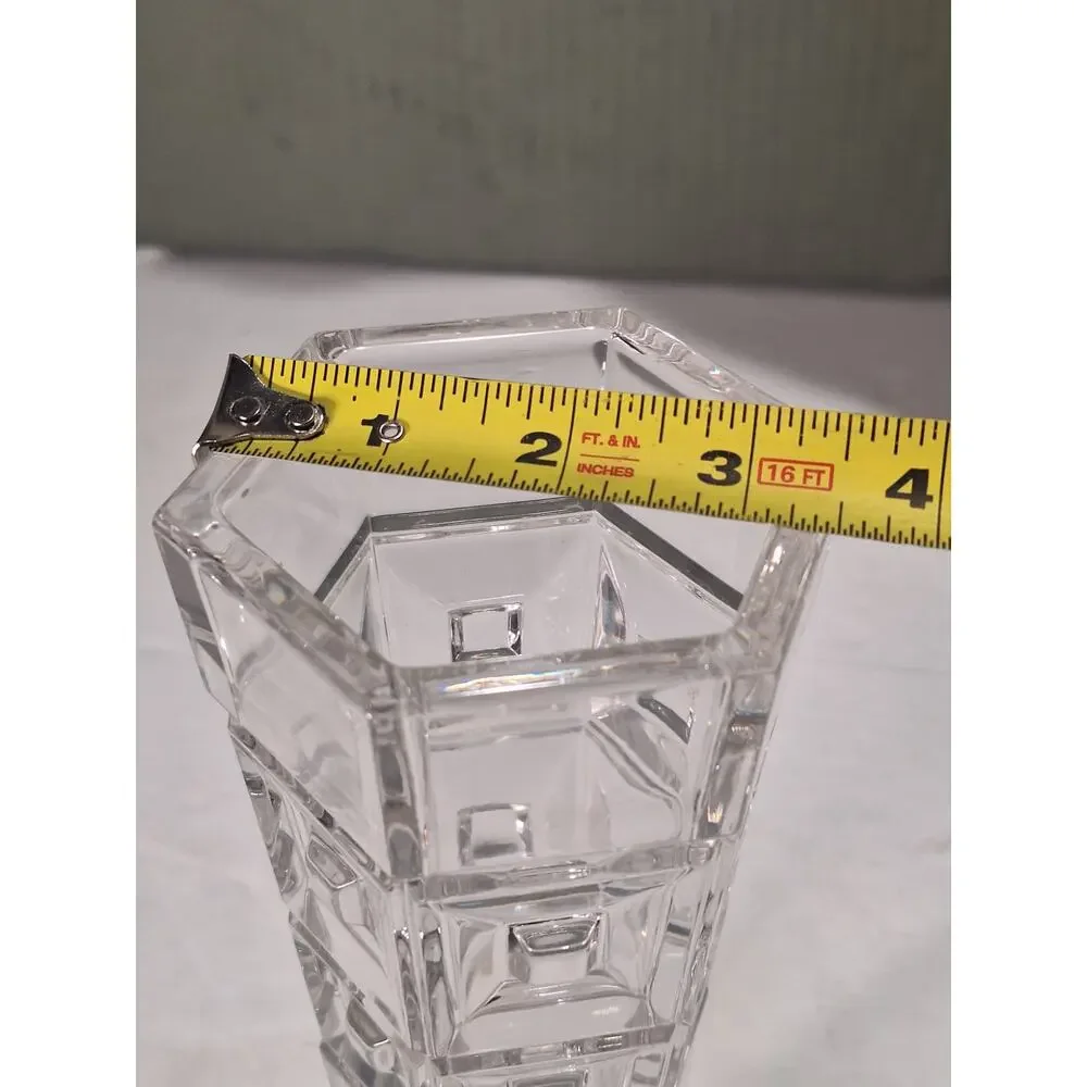 Rosenthal Classic Germany Heavy Crystal Vase 8in Geometric Modern Clear Glass